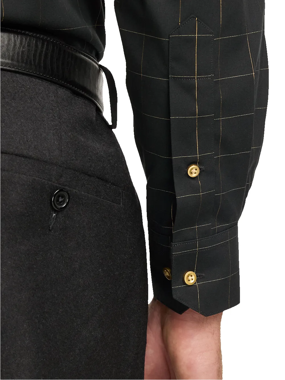 Comfort Stretch Non-Iron Check Dress Shirt - Black sold by Paul Fredrick product image thumbnail 4