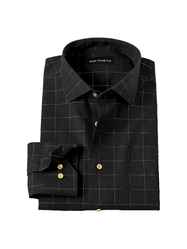 Comfort Stretch Non-Iron Check Dress Shirt - Black sold by Paul Fredrick