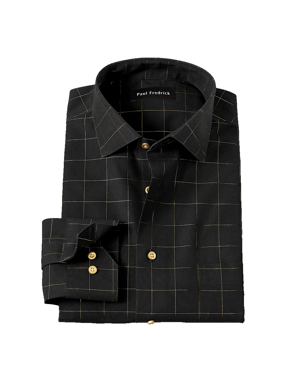 Comfort Stretch Non-Iron Check Dress Shirt - Black sold by Paul Fredrick