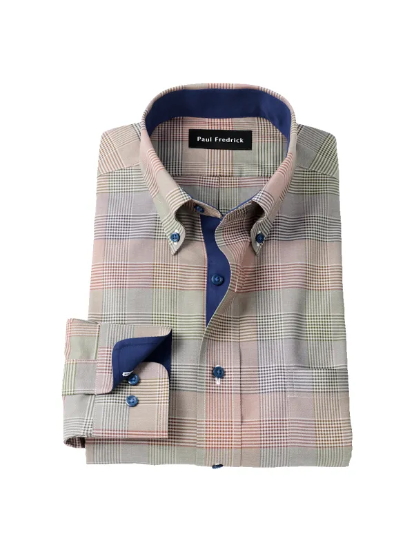 Comfort Stretch Non-Iron Plaid Dress Shirt With Contrast Trim - Multi sold by Paul Fredrick