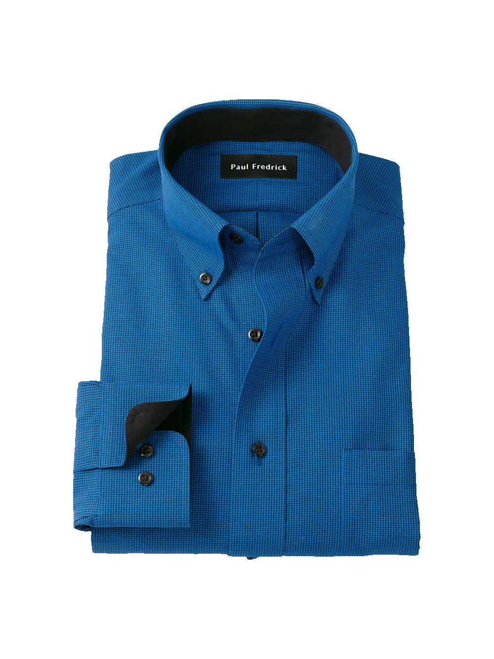 Non-Iron Cotton Check Dress Shirt With Contrast Trim - Black/blue sold by Paul Fredrick