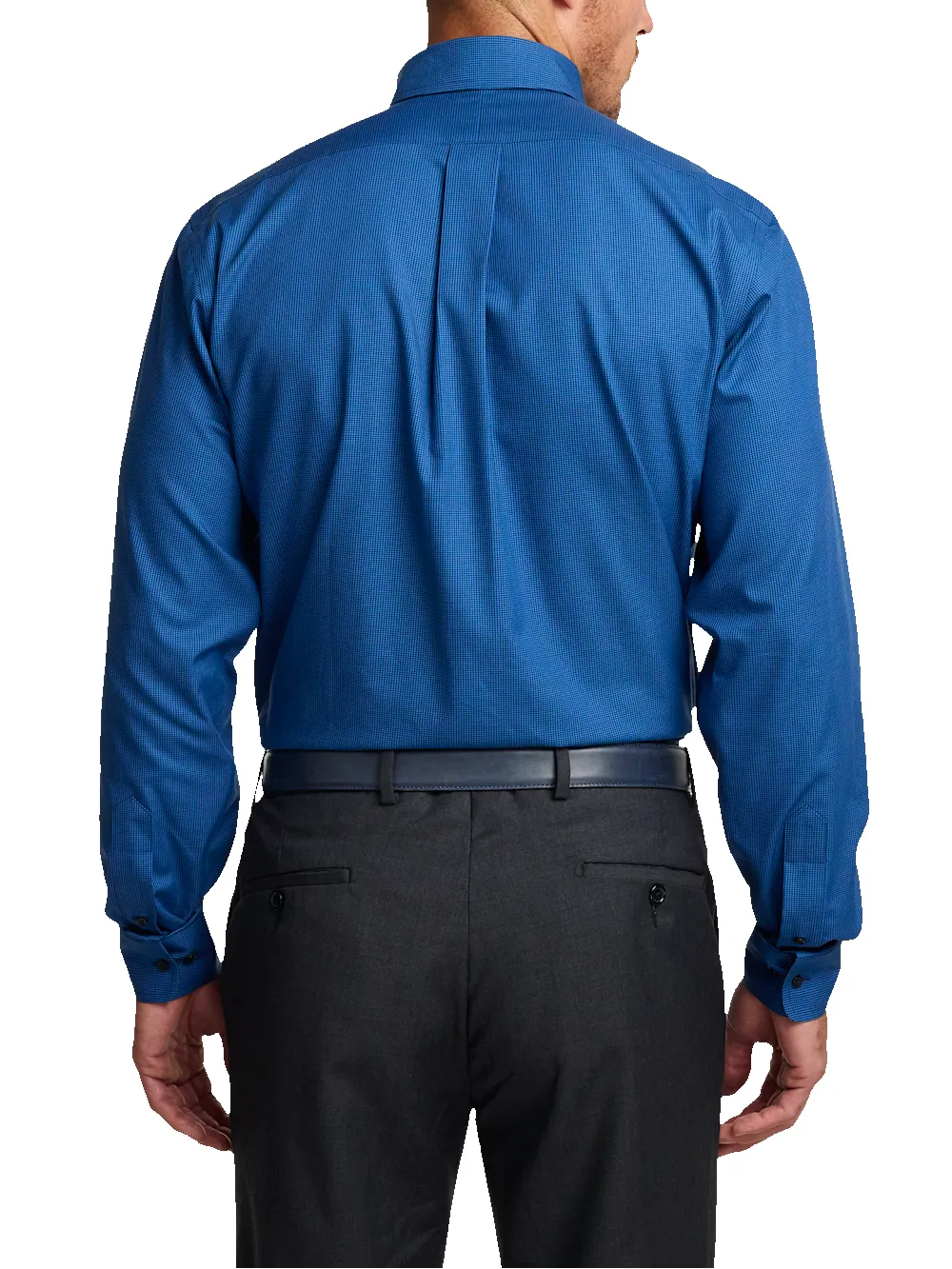 Non-Iron Cotton Check Dress Shirt With Contrast Trim - Black/blue sold by Paul Fredrick product image thumbnail 5