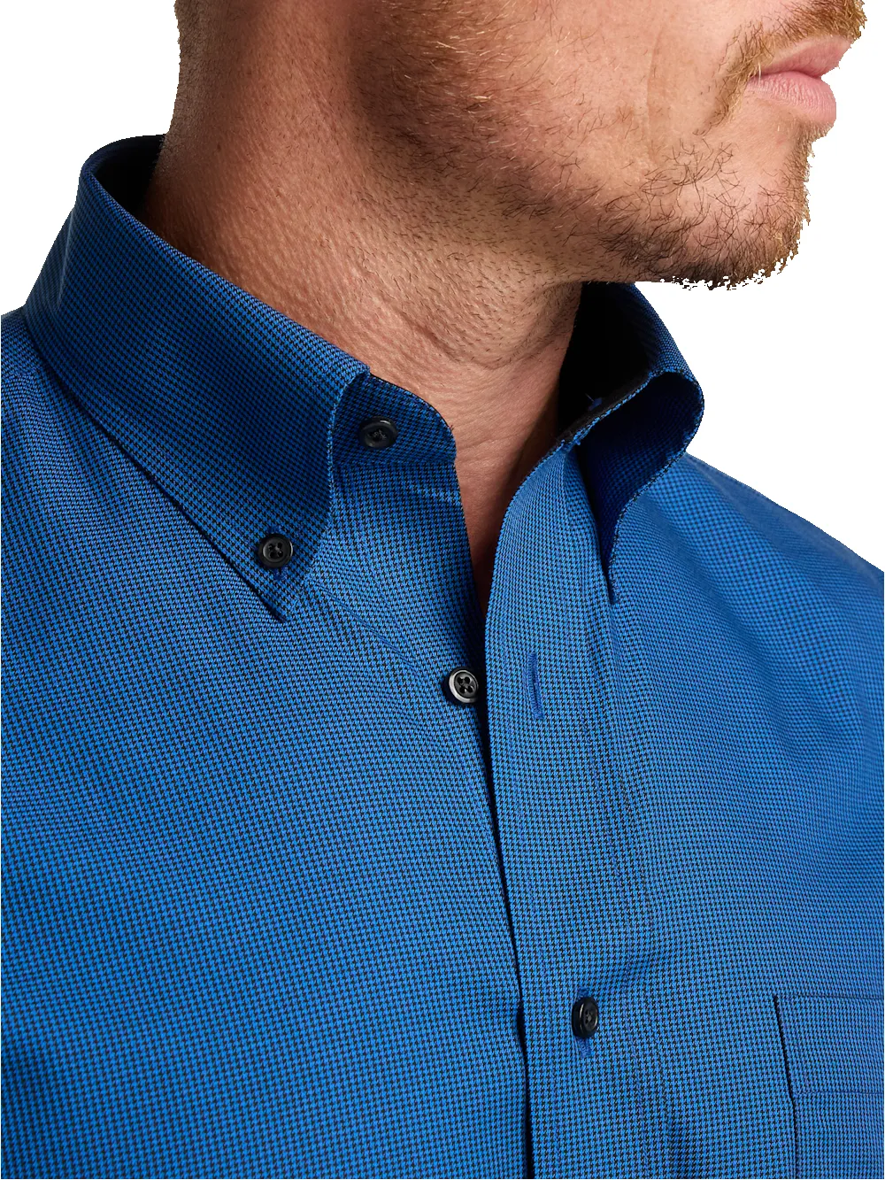 Non-Iron Cotton Check Dress Shirt With Contrast Trim - Black/blue sold by Paul Fredrick product image thumbnail 3