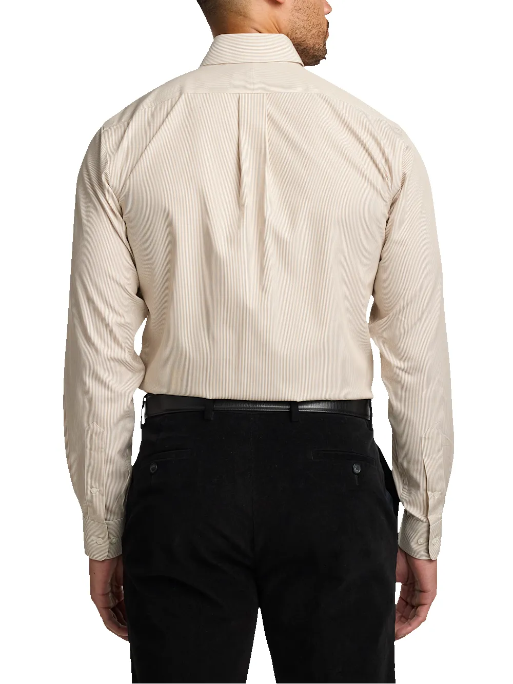 Non-Iron Cotton Stripe Dress Shirt With Contrast Trim - Tan sold by Paul Fredrick product image thumbnail 5