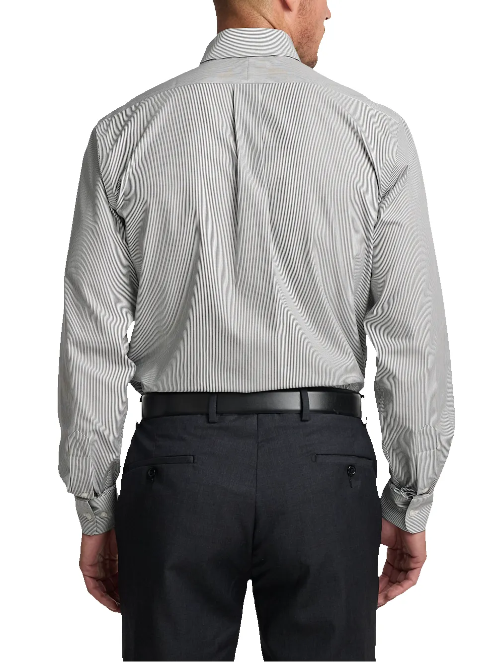 Non-Iron Cotton Stripe Dress Shirt With Contrast Trim - Black sold by Paul Fredrick product image thumbnail 5