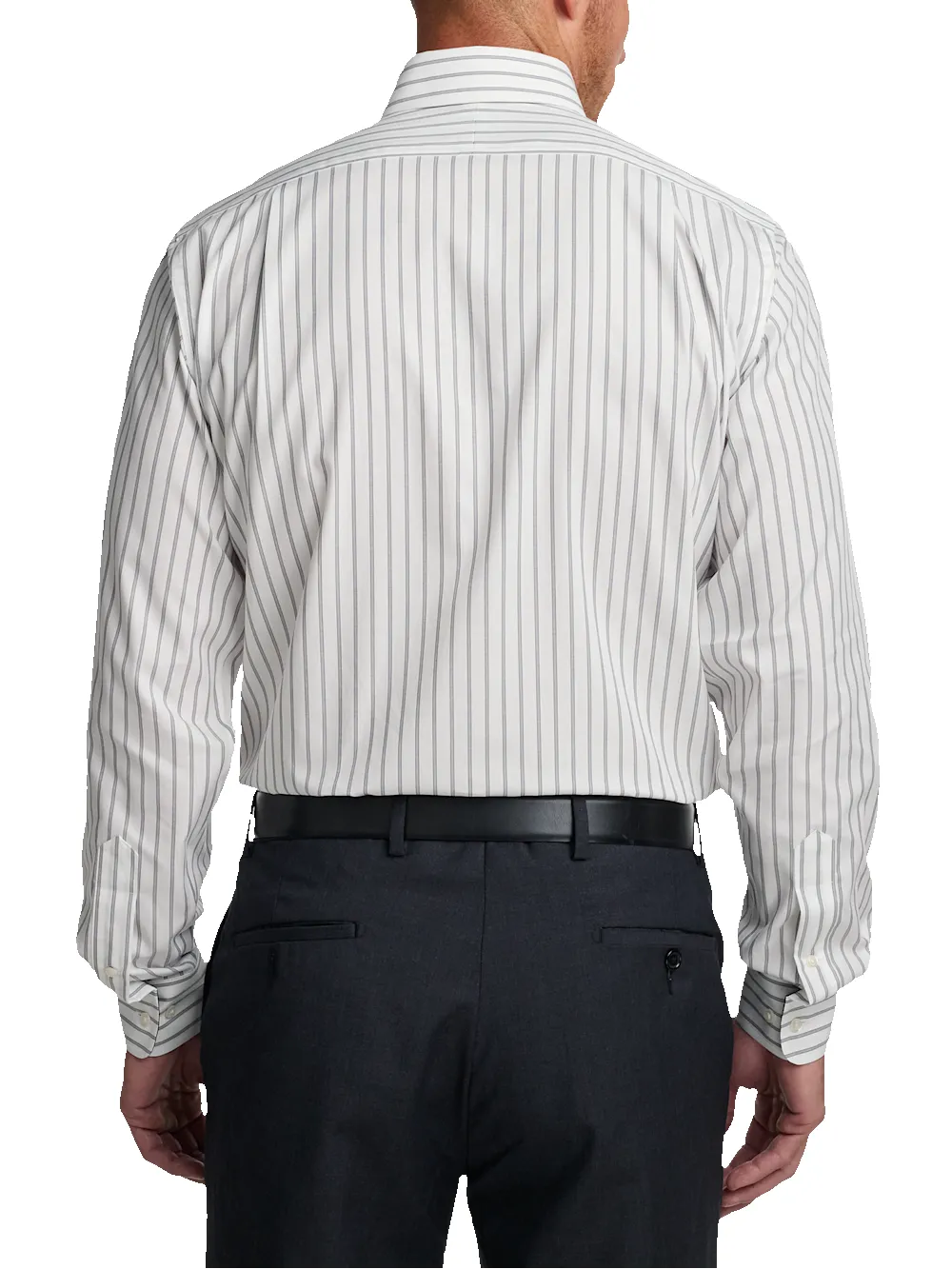 Non-Iron Cotton Stripe Dress Shirt With Contrast Trim - Black sold by Paul Fredrick product image thumbnail 5