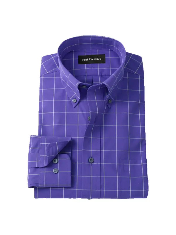 Non-Iron Cotton Windowpane Dress Shirt - Purple sold by Paul Fredrick