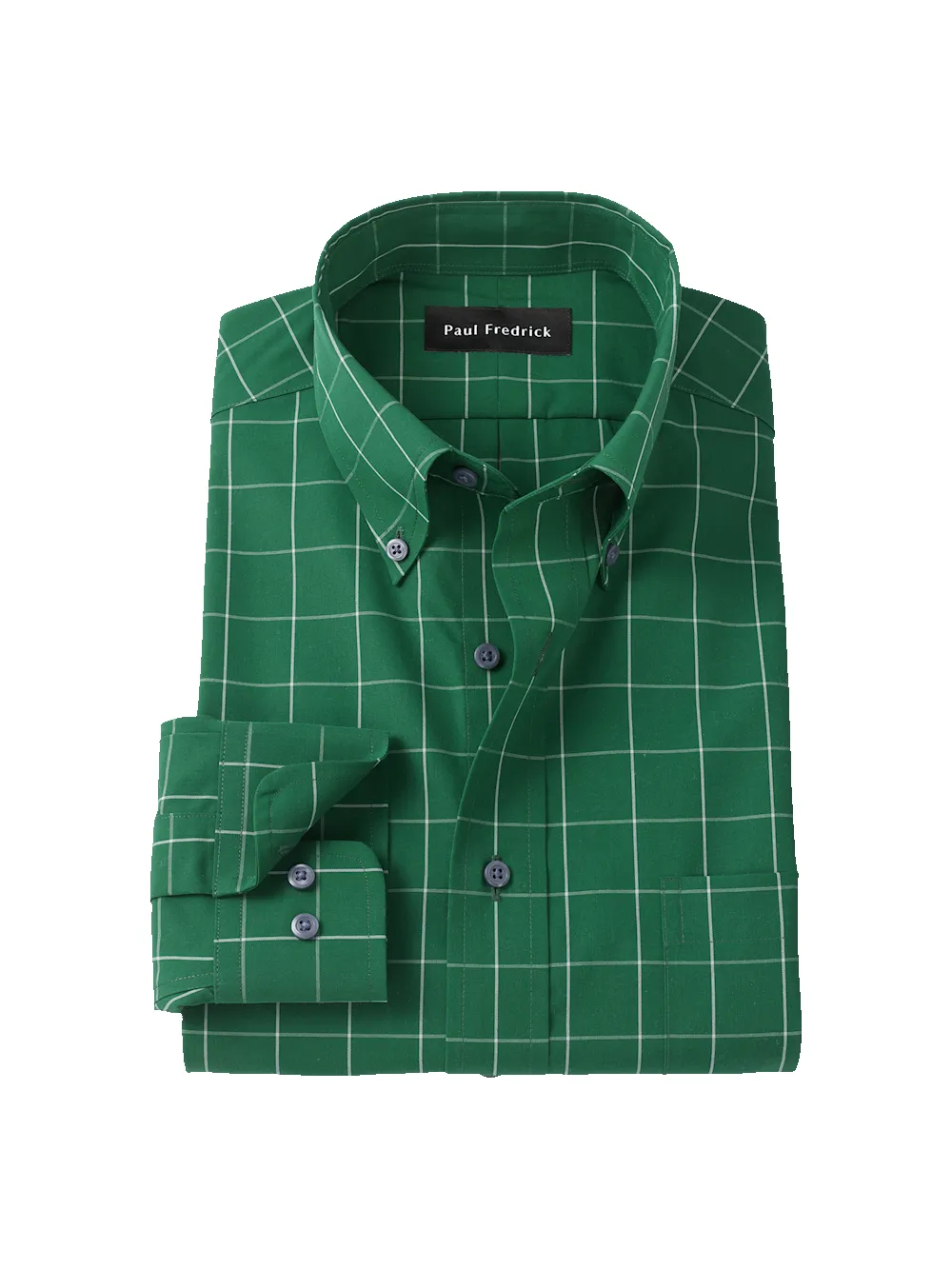 Non-Iron Cotton Windowpane Dress Shirt - Green sold by Paul Fredrick