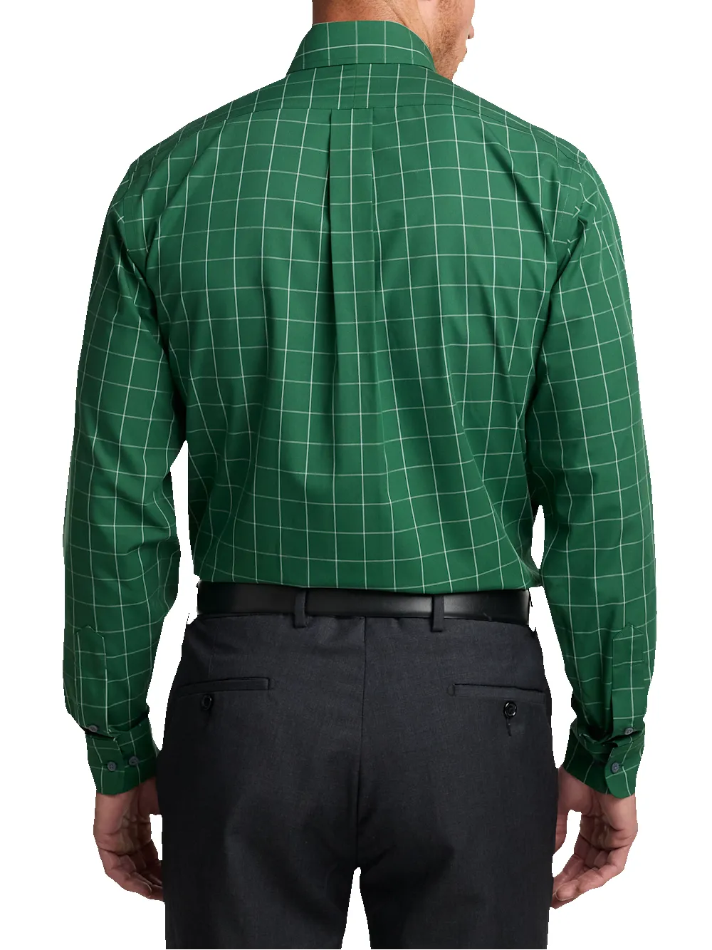 Non-Iron Cotton Windowpane Dress Shirt - Green sold by Paul Fredrick product image thumbnail 5