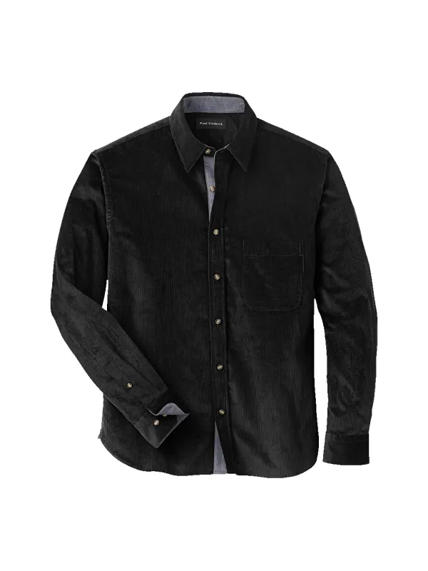 Cotton Corduroy Casual Shirt - Black sold by Paul Fredrick