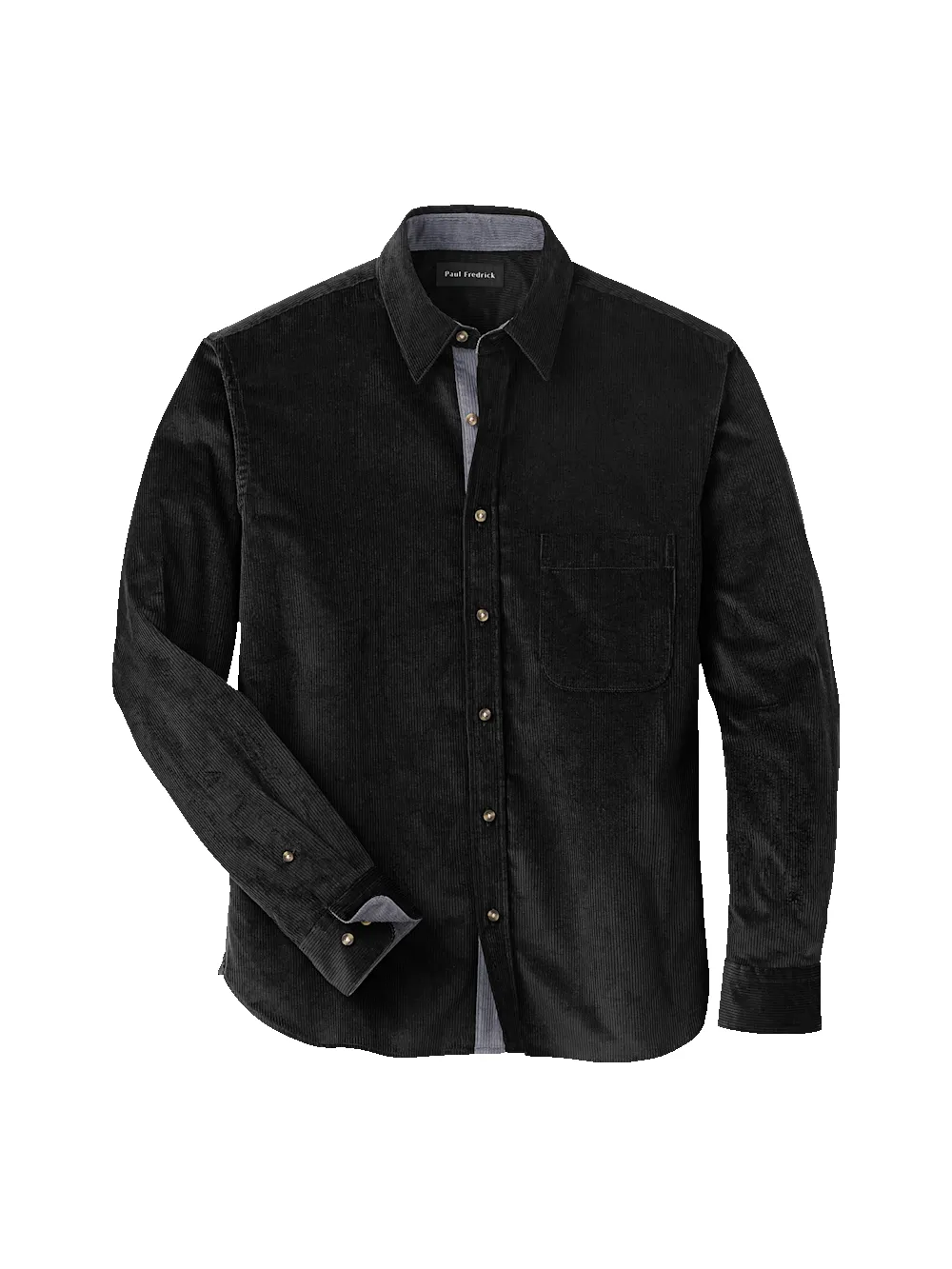 Cotton Corduroy Casual Shirt - Black sold by Paul Fredrick