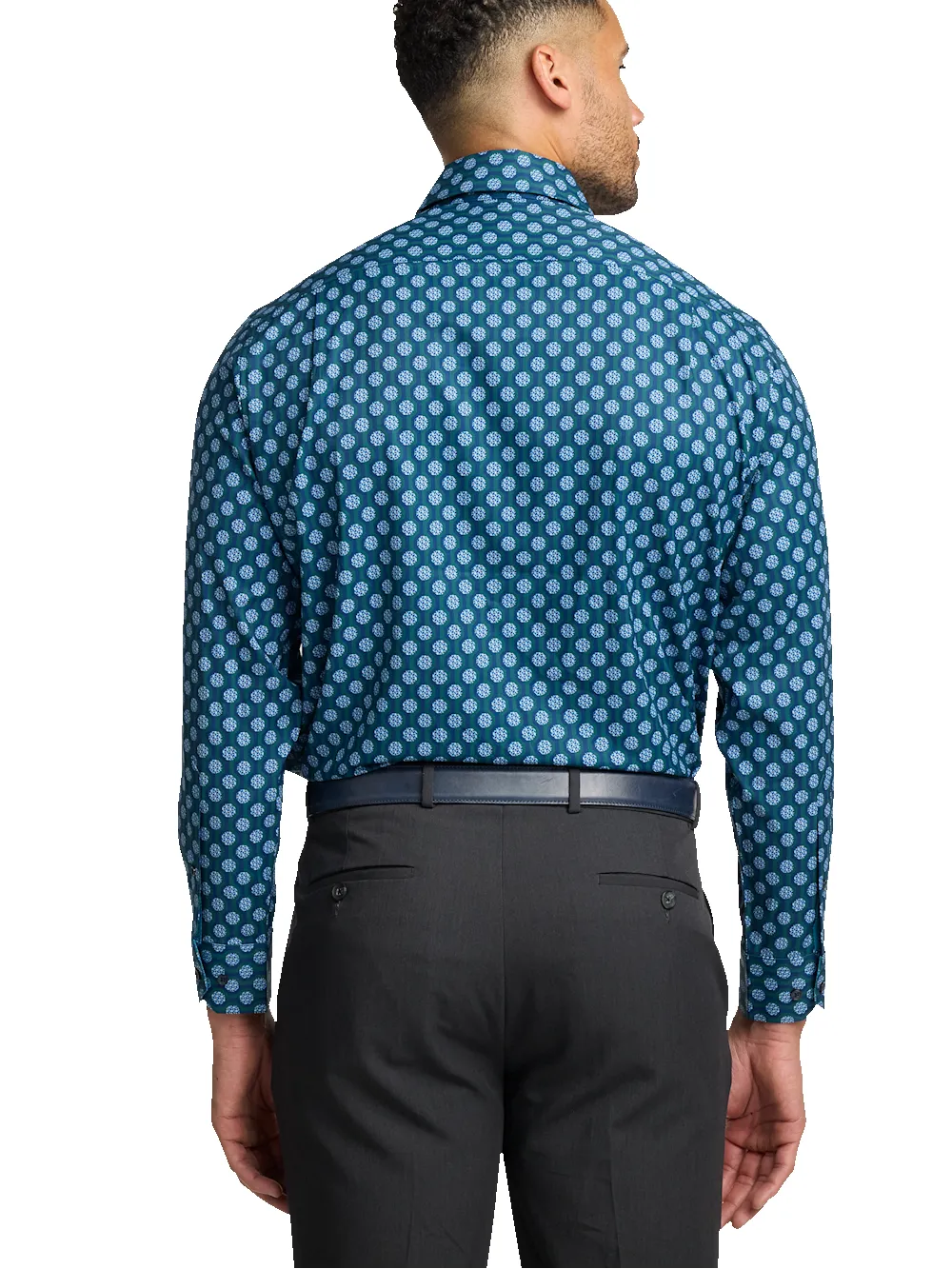 Performance Stretch Medallion Casual Shirt - Blue Multi sold by Paul Fredrick product image thumbnail 5