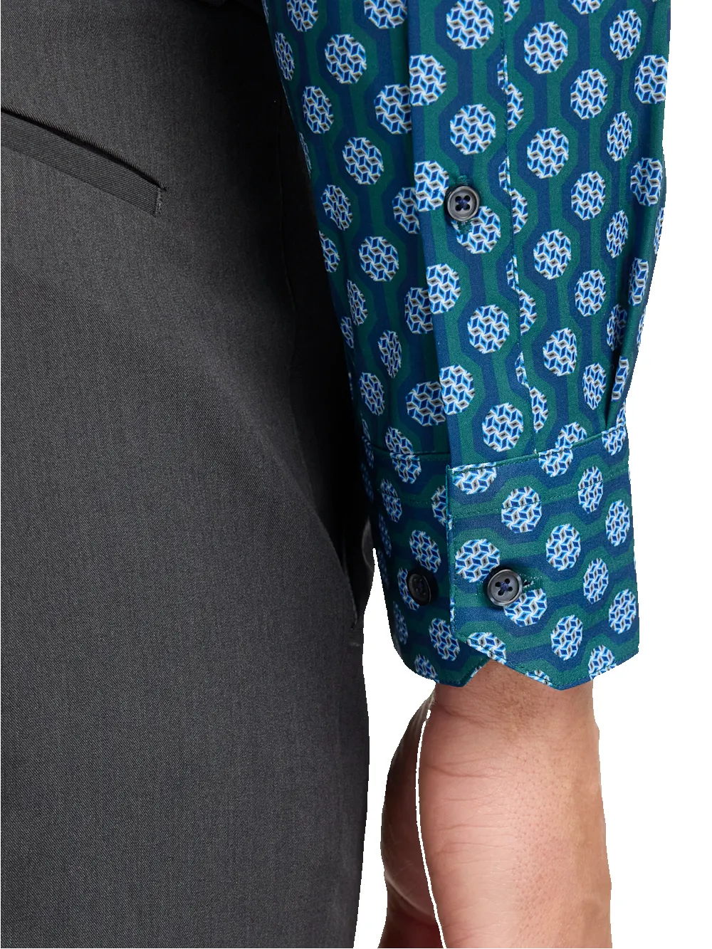 Performance Stretch Medallion Casual Shirt - Blue Multi sold by Paul Fredrick product image thumbnail 4