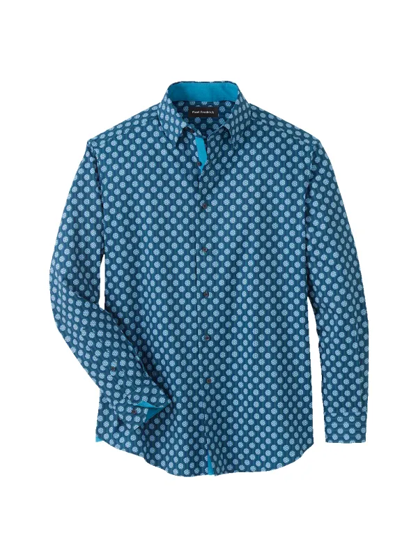 Performance Stretch Medallion Casual Shirt - Blue Multi sold by Paul Fredrick