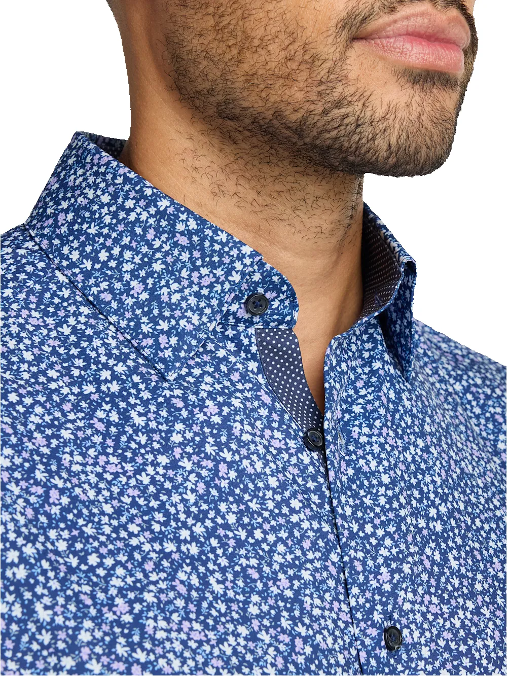 Performance Stretch Floral Casual Shirt - Navy/purple sold by Paul Fredrick product image thumbnail 3