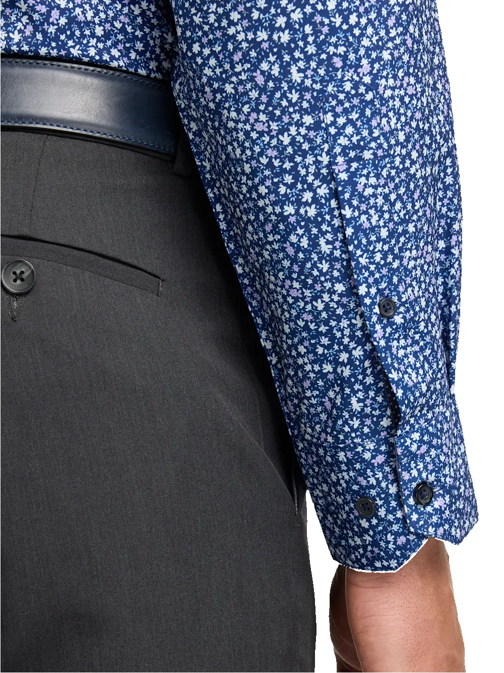 Performance Stretch Floral Casual Shirt - Navy/purple sold by Paul Fredrick product image thumbnail 4