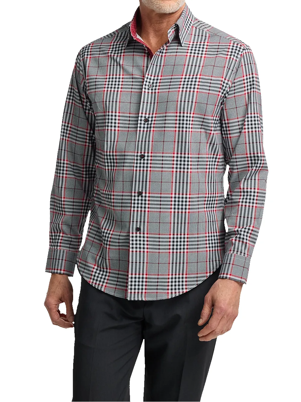 Performance Stretch Plaid Casual Shirt - Black/red sold by Paul Fredrick product image thumbnail 2
