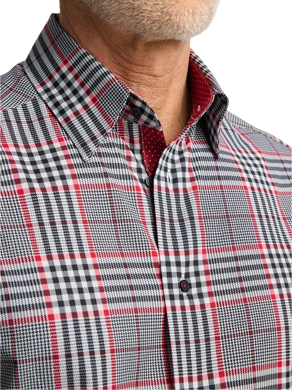 Performance Stretch Plaid Casual Shirt - Black/red sold by Paul Fredrick product image thumbnail 3