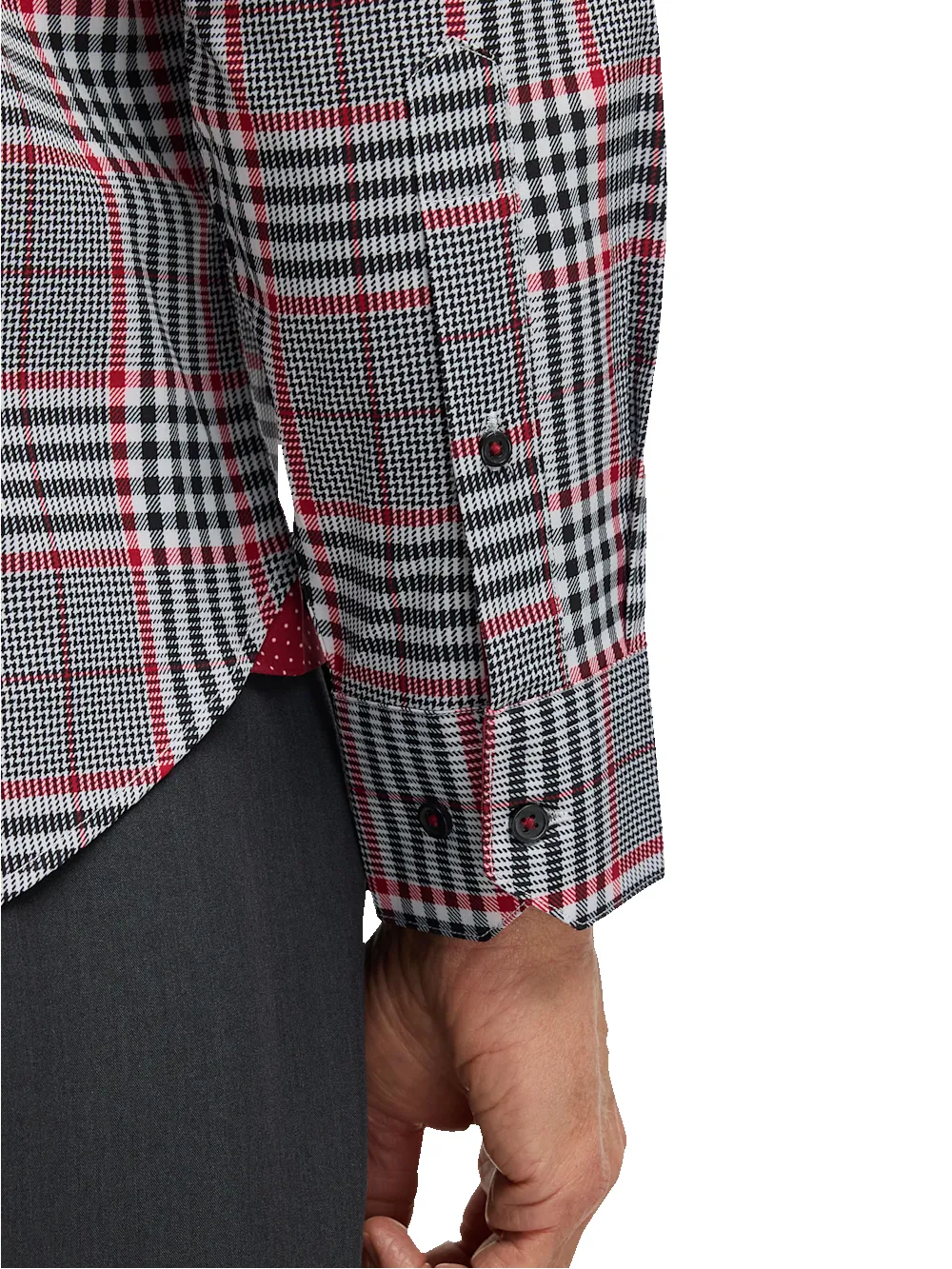 Performance Stretch Plaid Casual Shirt - Black/red sold by Paul Fredrick product image thumbnail 4