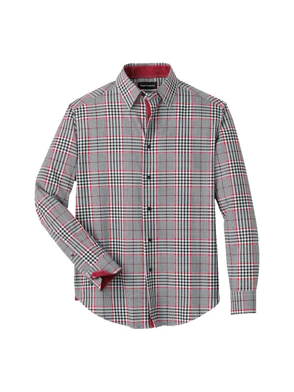 Performance Stretch Plaid Casual Shirt - Black/red sold by Paul Fredrick