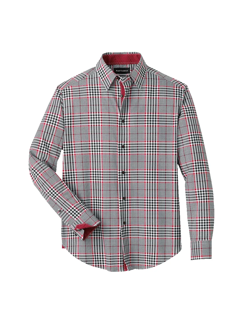 Performance Stretch Plaid Casual Shirt - Black/red sold by Paul Fredrick