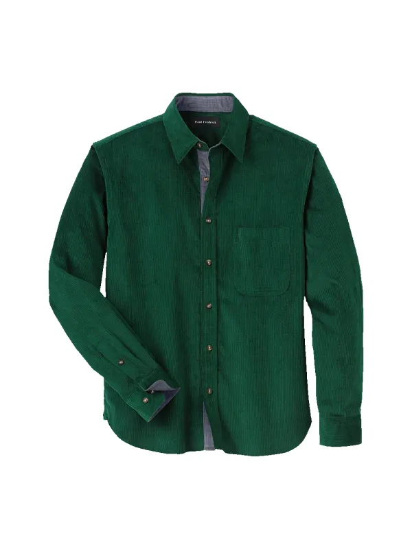 Cotton Corduroy Casual Shirt - Green sold by Paul Fredrick