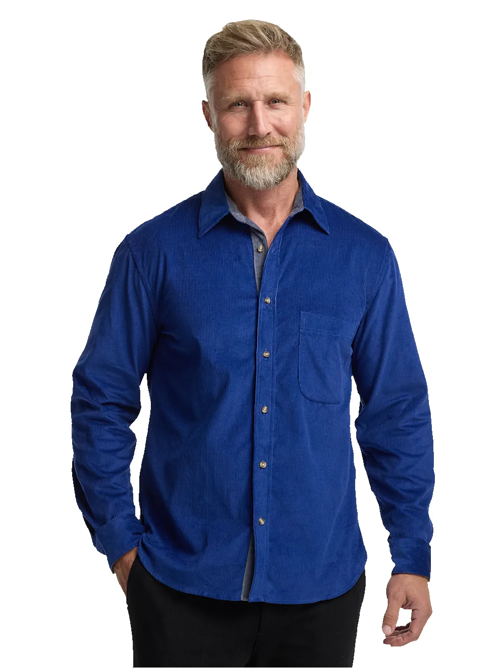 Cotton Corduroy Casual Shirt - Blue sold by Paul Fredrick product image thumbnail 2