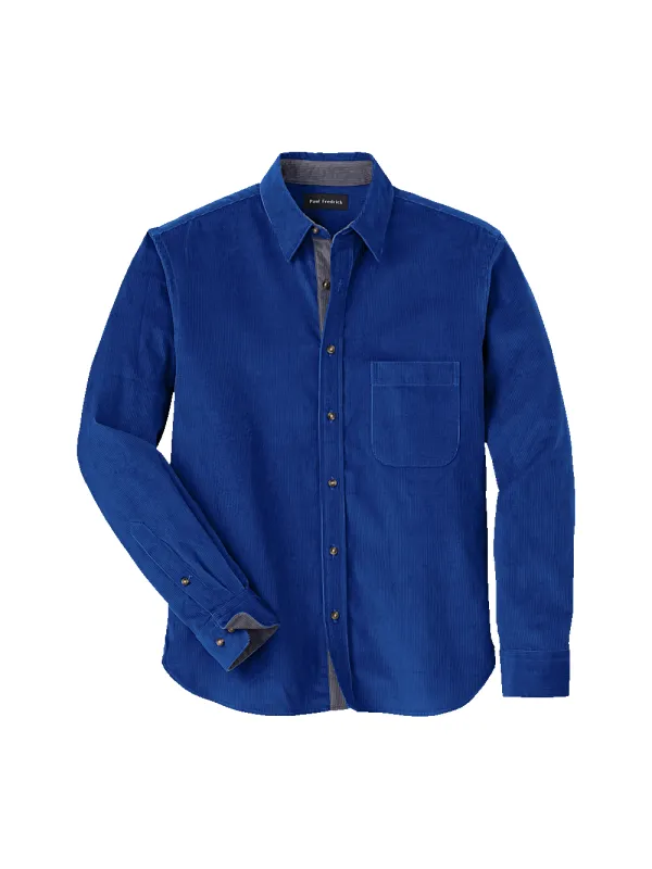 Cotton Corduroy Casual Shirt - Blue sold by Paul Fredrick