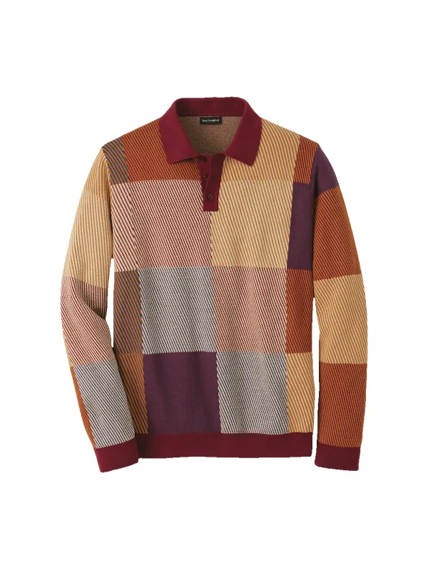 Cotton Three Button Polo - Multi sold by Paul Fredrick