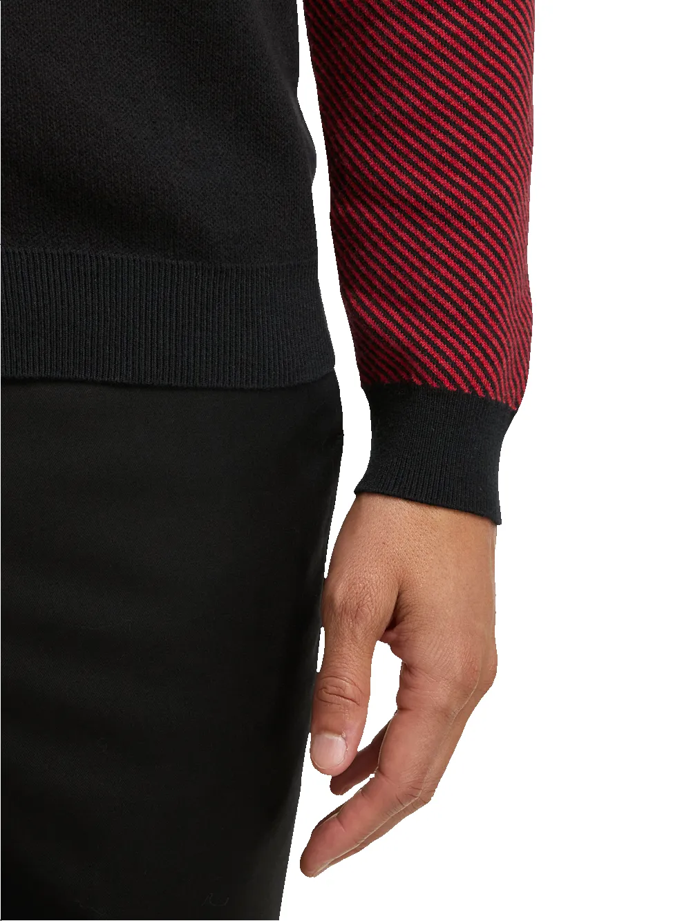 Cotton Full Zip Mock Neck Sweater - Red/black sold by Paul Fredrick product image thumbnail 4