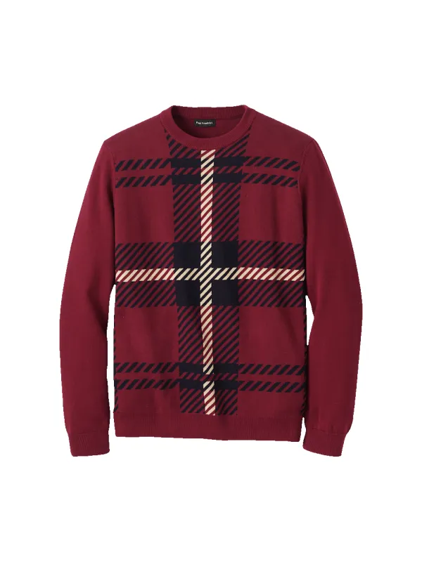 Cotton Crewneck Sweater - Burgundy sold by Paul Fredrick