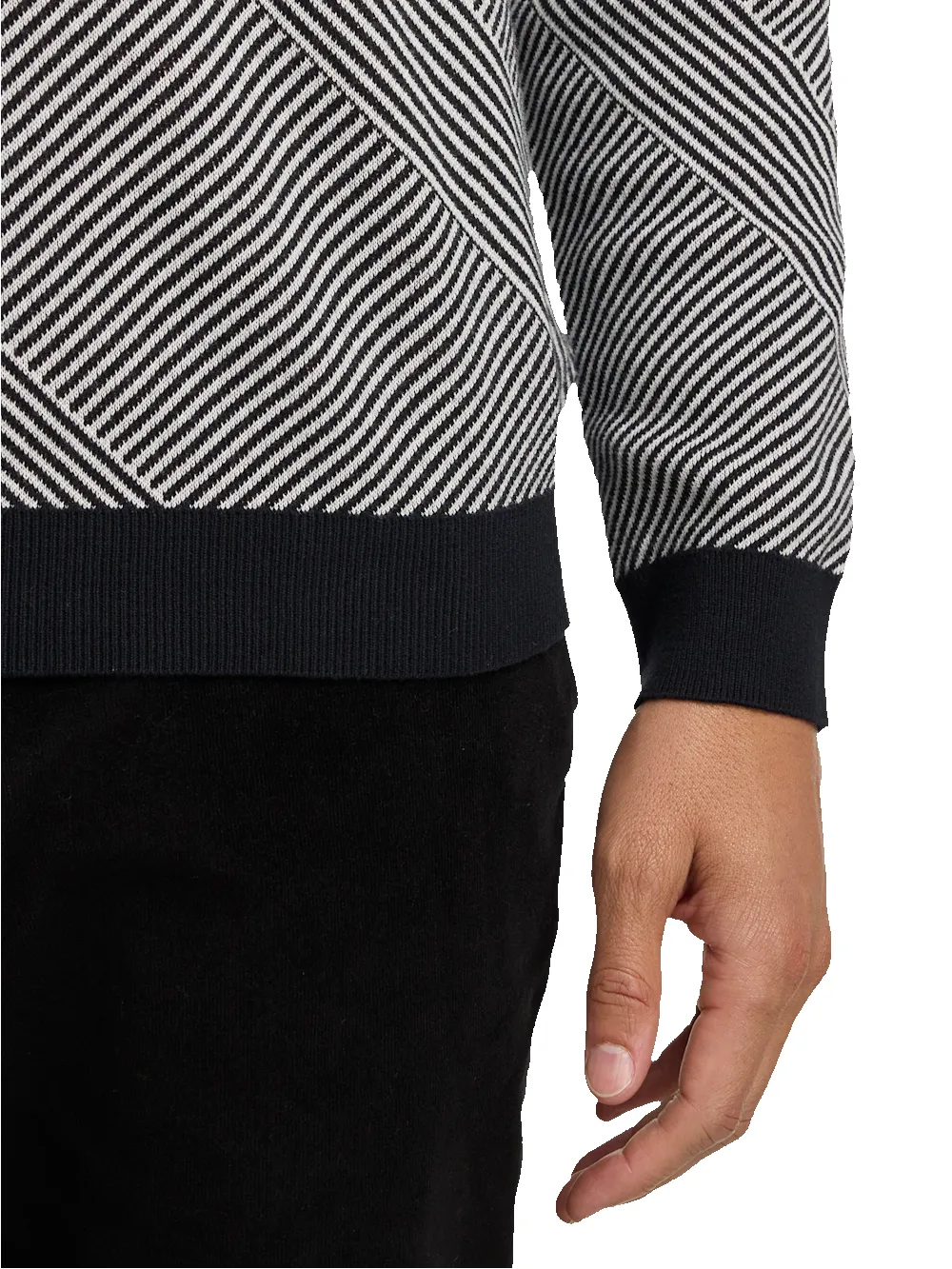 Cotton 4-button Mock Neck Sweater - Black/red sold by Paul Fredrick product image thumbnail 4