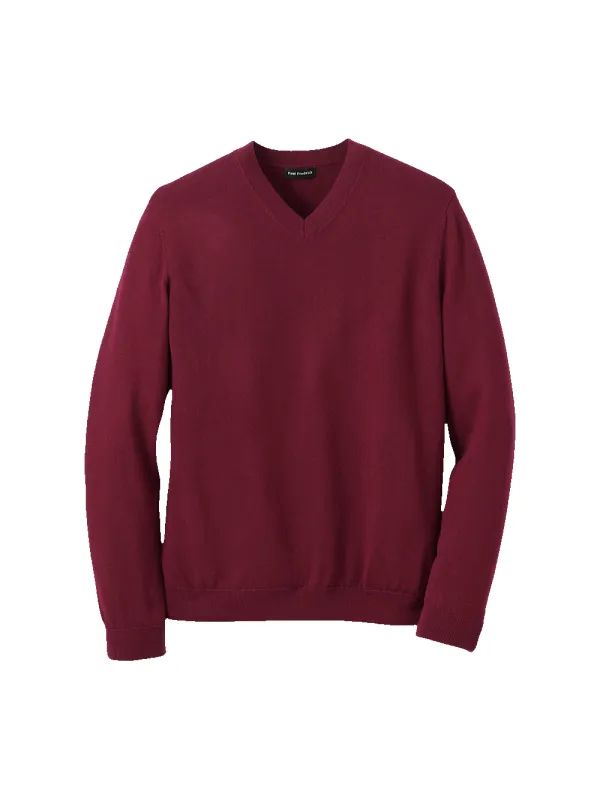 Washable Merino Wool V-neck Sweater - Burgundy sold by Paul Fredrick