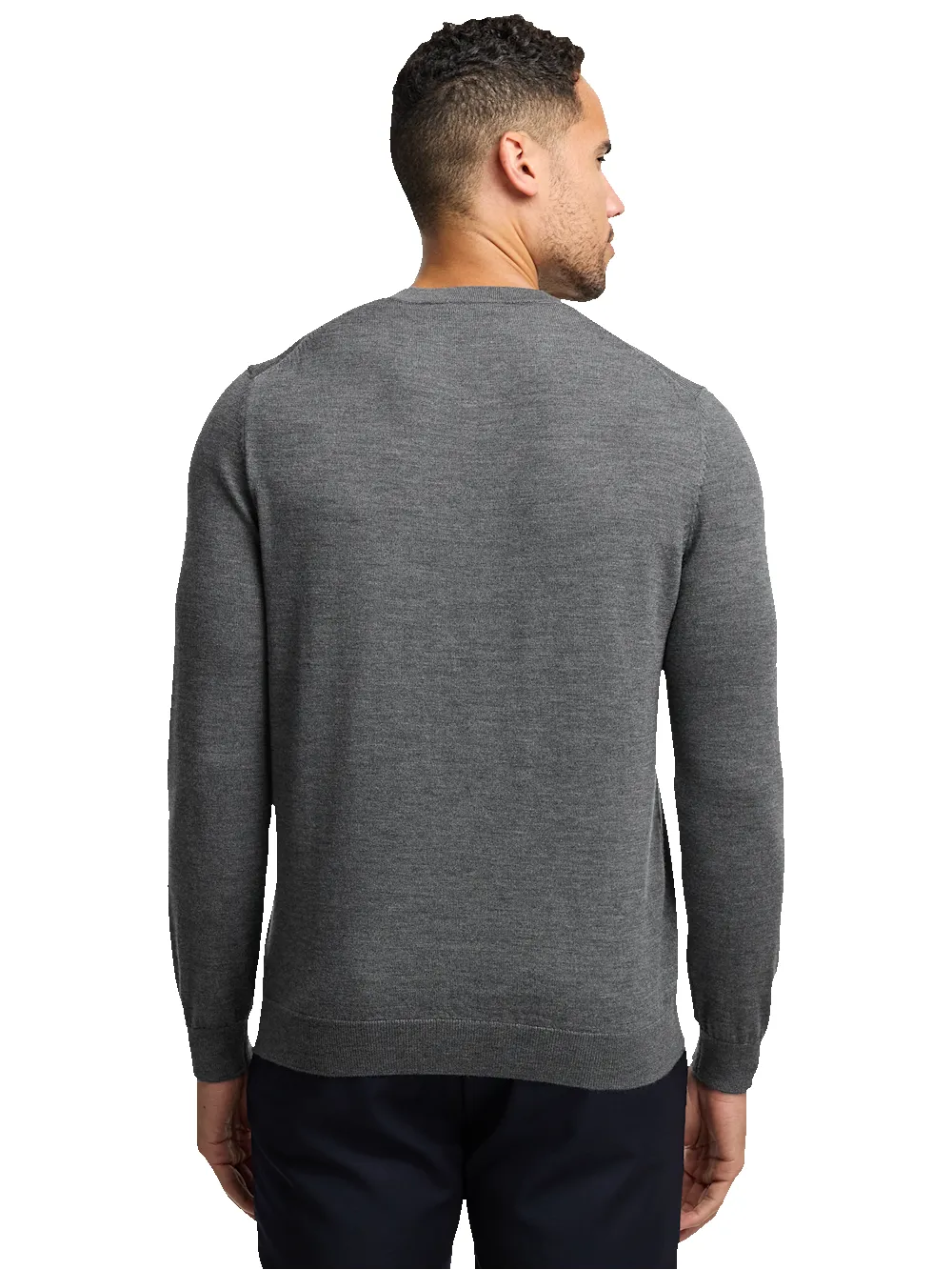 Washable Merino Wool V-neck Sweater - Grey sold by Paul Fredrick product image thumbnail 5