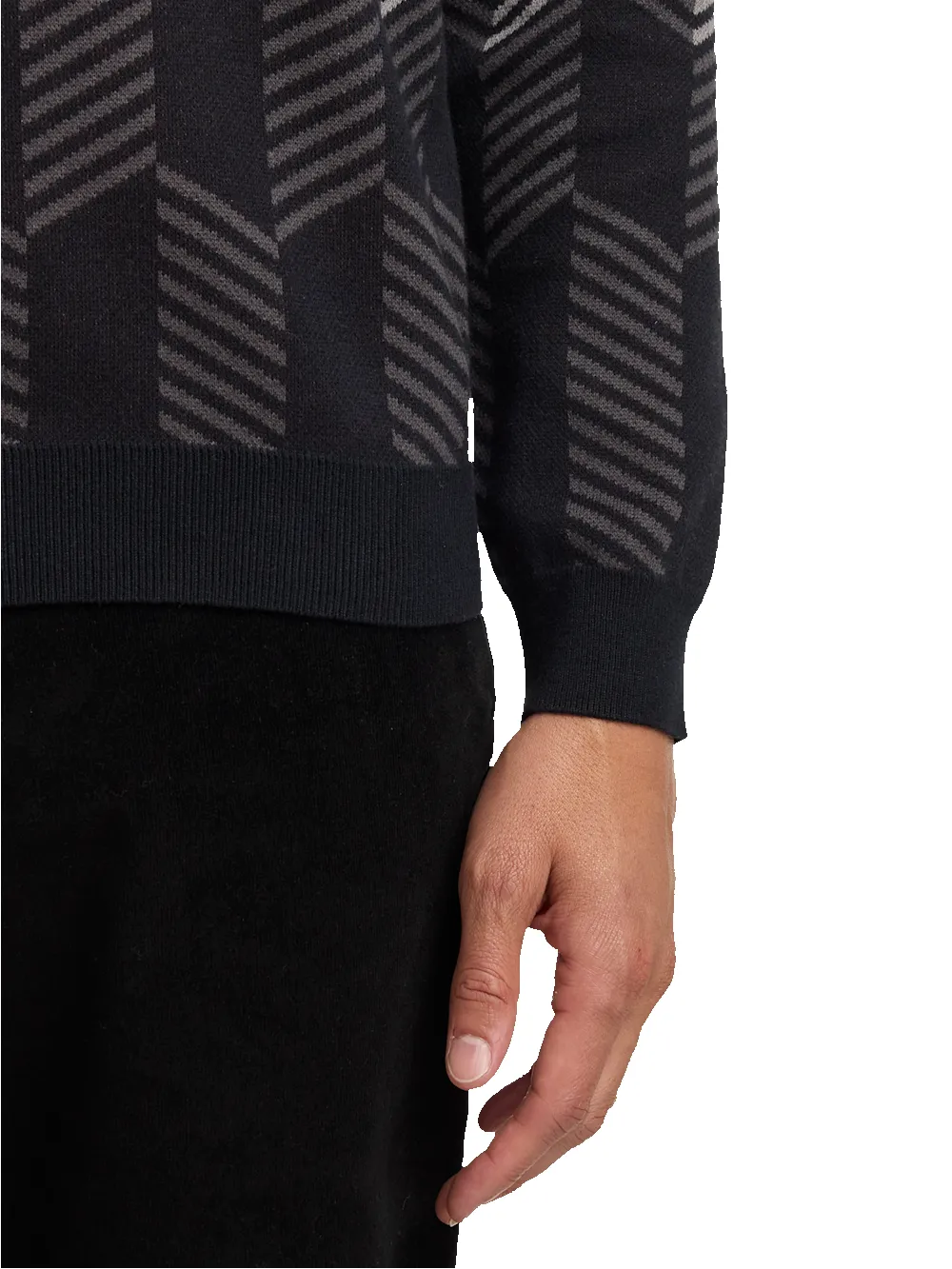 Cotton Quarter Zip Mock Neck Sweater - Black/red sold by Paul Fredrick product image thumbnail 4