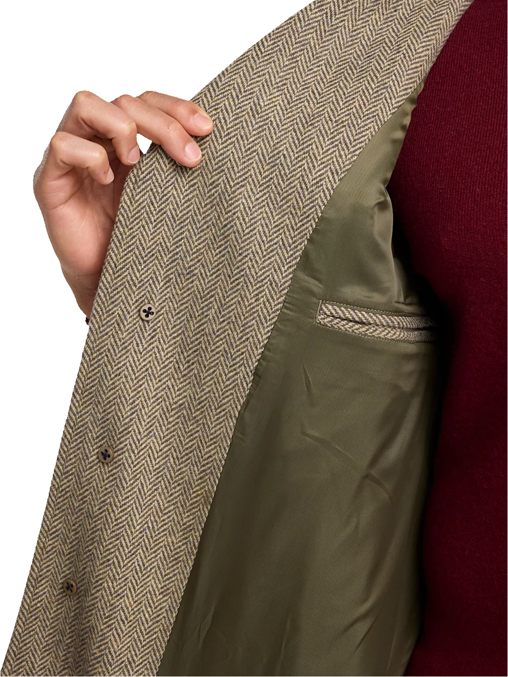 Herringbone Topcoat - Tan sold by Paul Fredrick product image thumbnail 5