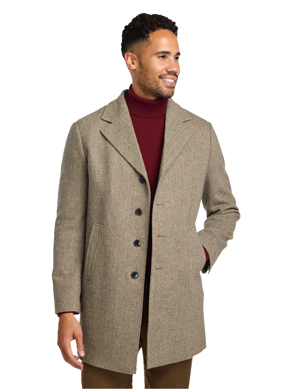 Herringbone Topcoat - Tan sold by Paul Fredrick product image thumbnail 3