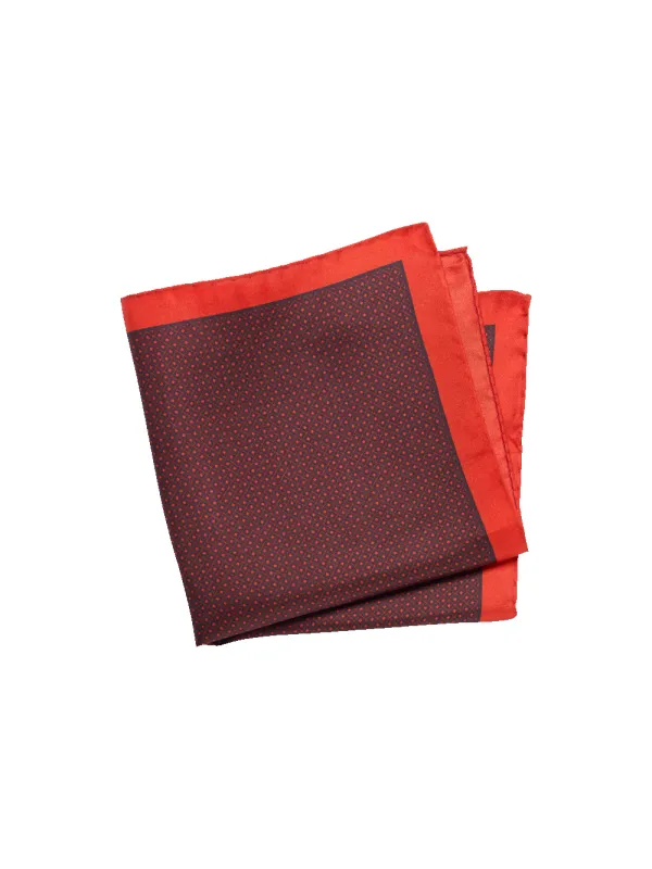 Dot Silk Pocket Square - Black/red sold by Paul Fredrick