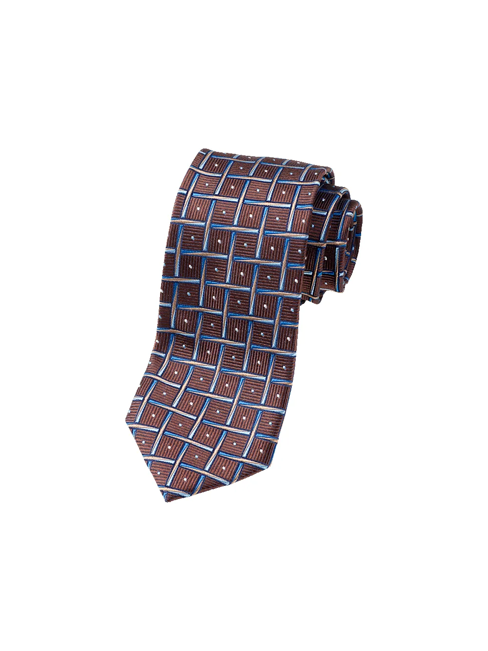 Basketweave Woven Silk Tie - Brown sold by Paul Fredrick