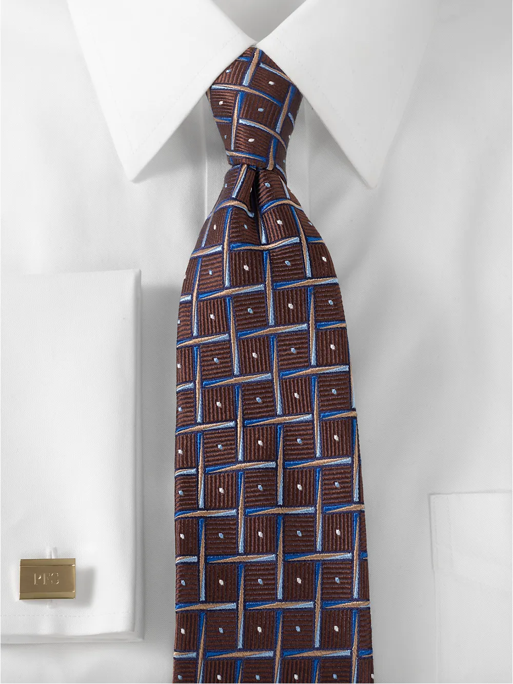 Basketweave Woven Silk Tie - Brown sold by Paul Fredrick product image thumbnail 2