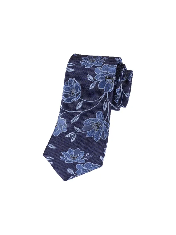 Floral Woven Silk Tie - Blue sold by Paul Fredrick