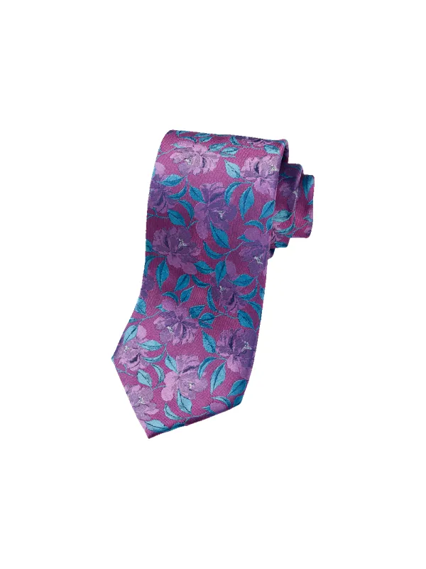 Floral Woven Silk Tie - Berry Multi sold by Paul Fredrick