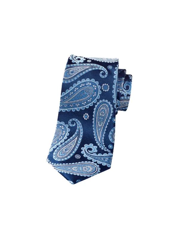 Paisley Woven Silk Tie - Navy/blue sold by Paul Fredrick