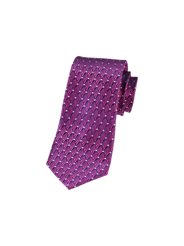 Geometric Woven Silk Tie - Berry sold by Paul Fredrick