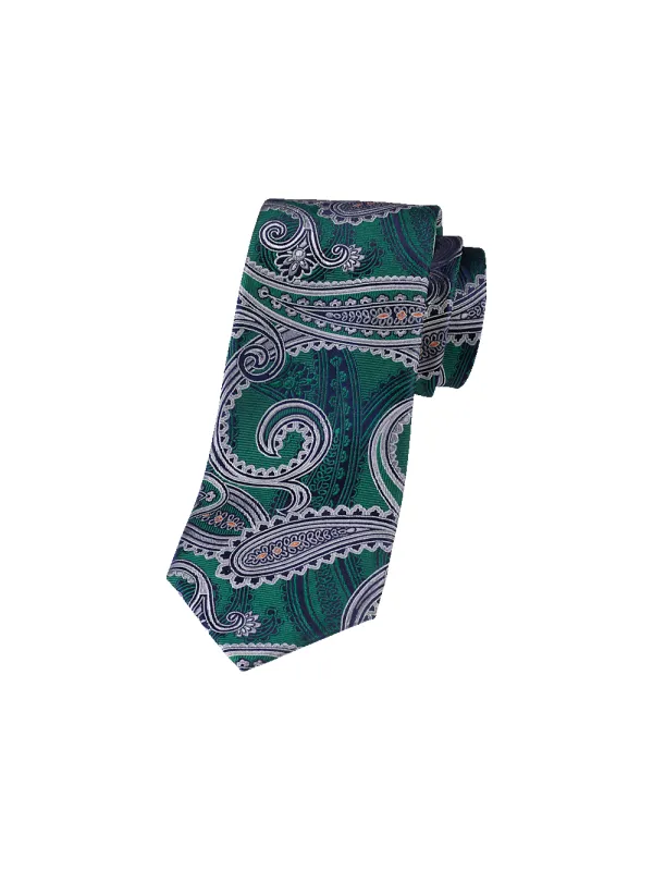 Paisley Woven Silk Tie - Green sold by Paul Fredrick