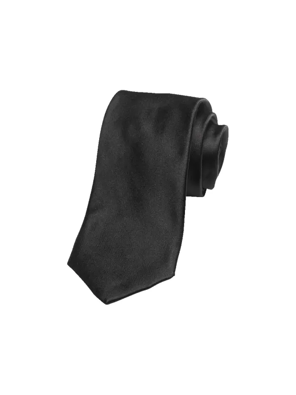 Solid Woven Silk Tie - Black sold by Paul Fredrick