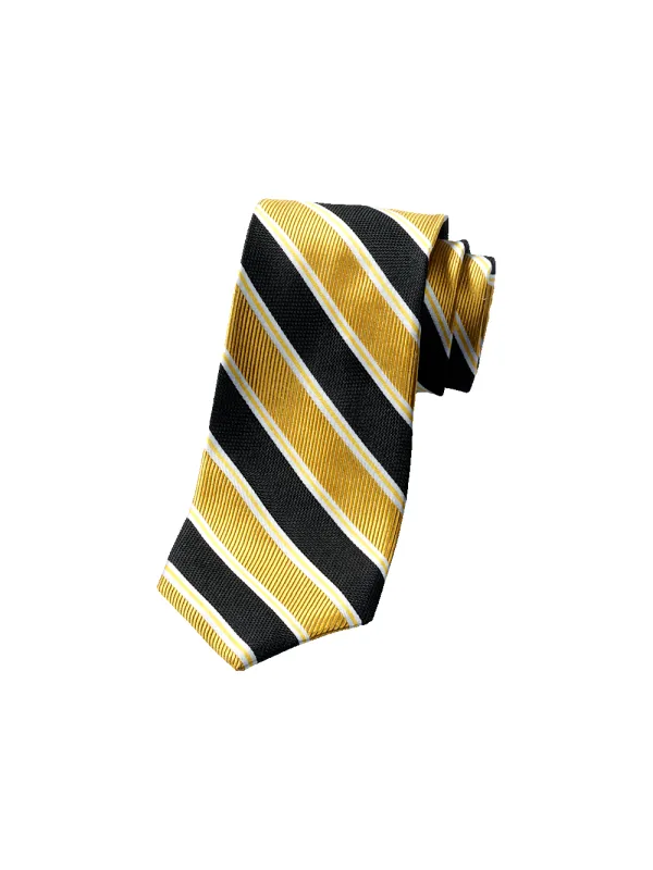 Stripe Woven Silk Tie - Yellow/black sold by Paul Fredrick