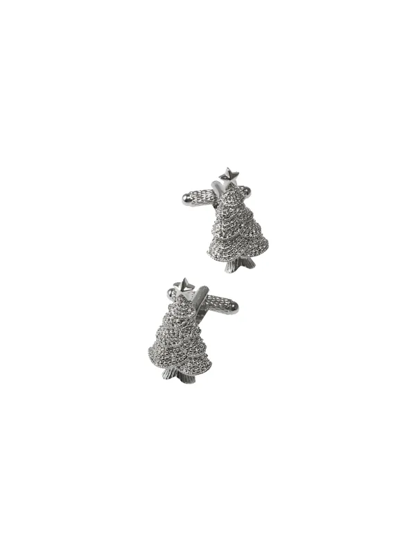Christmas Tree Cufflink - Silver sold by Paul Fredrick