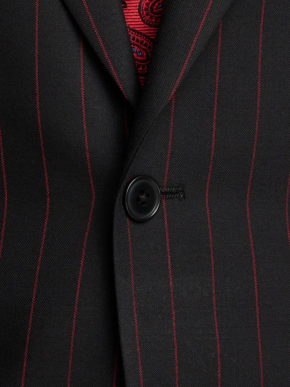 Wool Stretch Stripe Single Breasted Peak Lapel Suit - Black/red sold by Paul Fredrick product image thumbnail 5