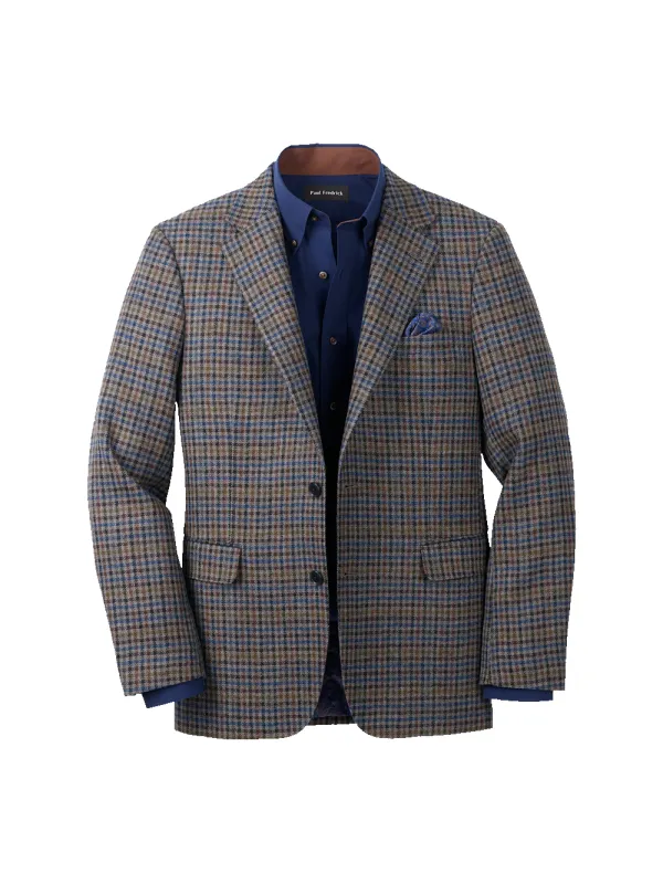Wool Check Single Breasted Notch Lapel Sport Coat - Grey Multi sold by Paul Fredrick